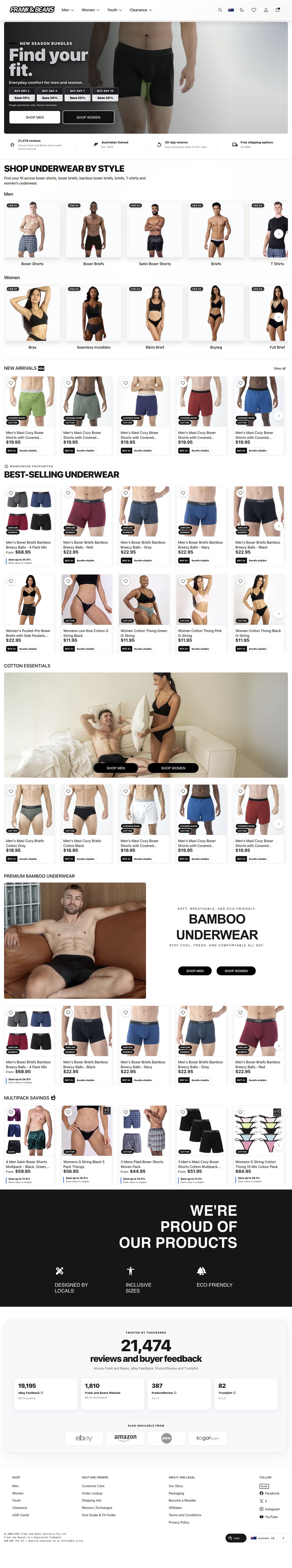 The current Frank and Beans homepage preview in light mode